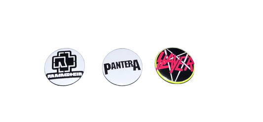 3 Pack 1.25" Pin Back Buttons - Rammstein(1), Pantera(1), Slayer(1)