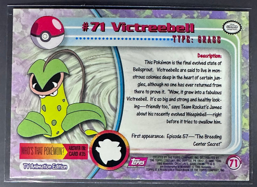 NM- Victreebel #71 – 1999 Topps Pokémon Trading Card – TV Animation Series 1
