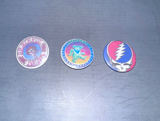3 pack 1.25" Pin Back Buttons - Grateful Dead