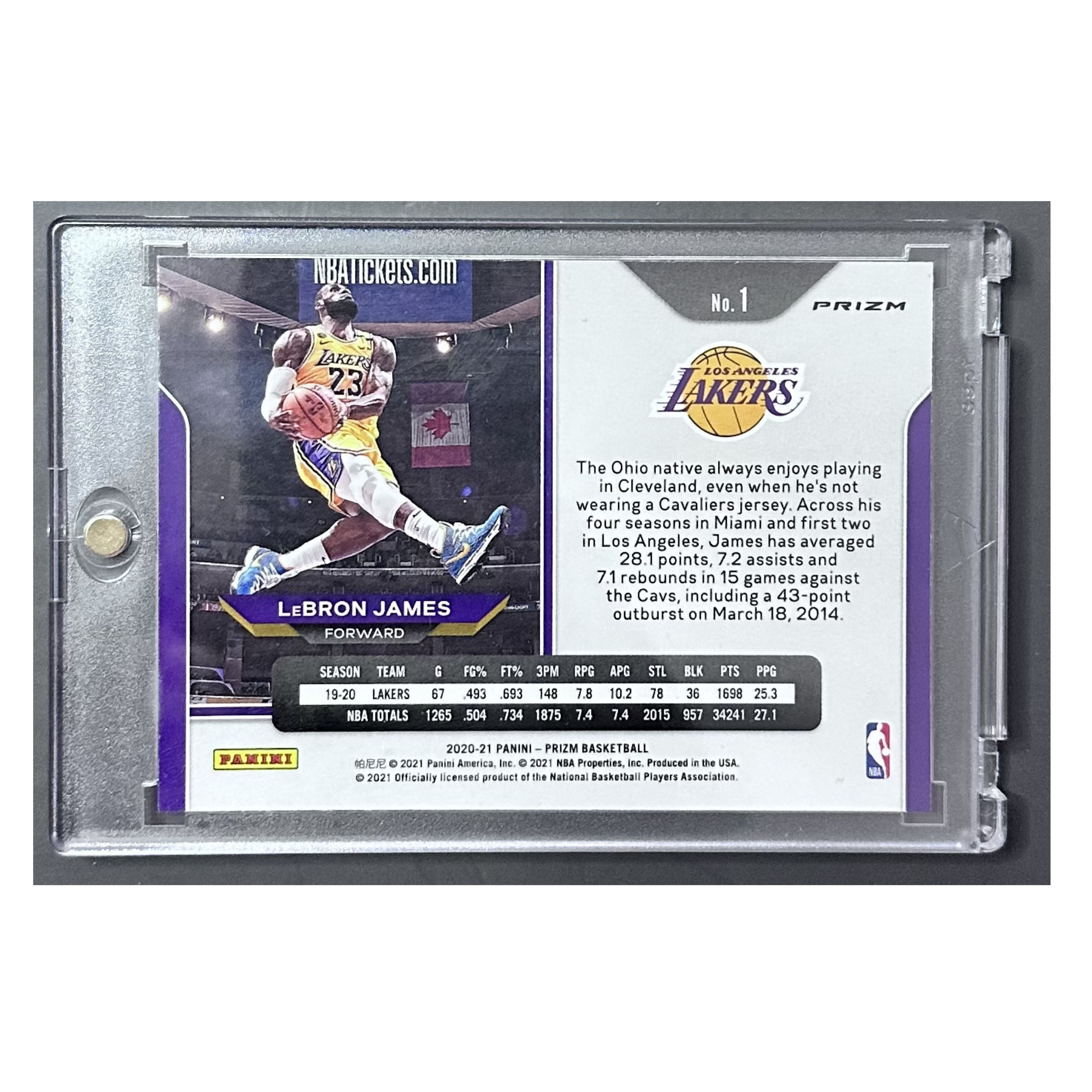 2020-21 Panini Prizm LeBron James #1 "Kobe Tribute" Purple Wave